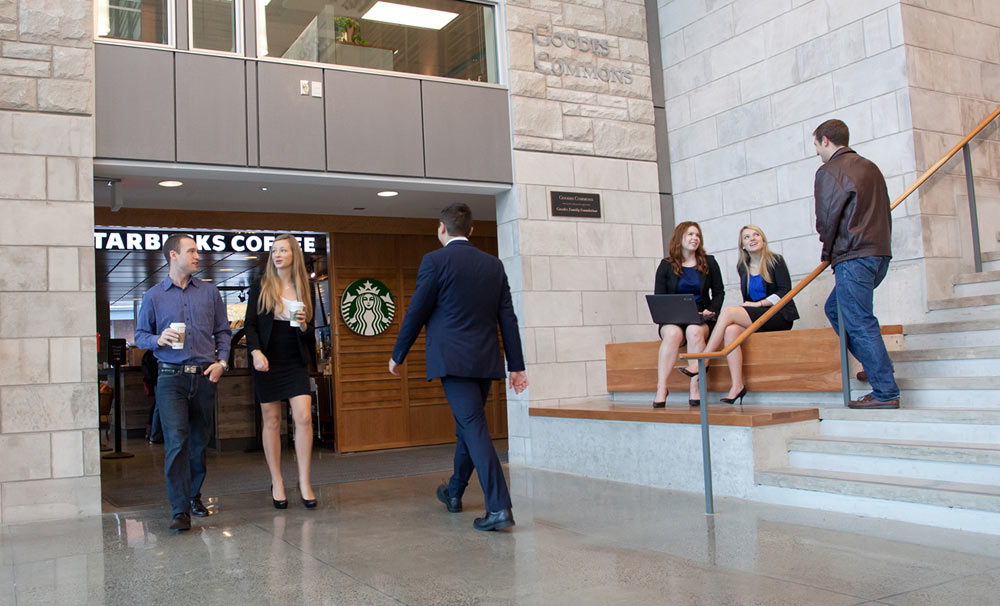 Onsite Starbucks in the new wing of Goodes Hall