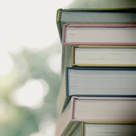 stack of textbooks