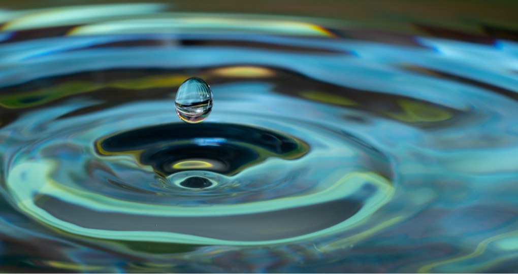 A close-up of a water droplet