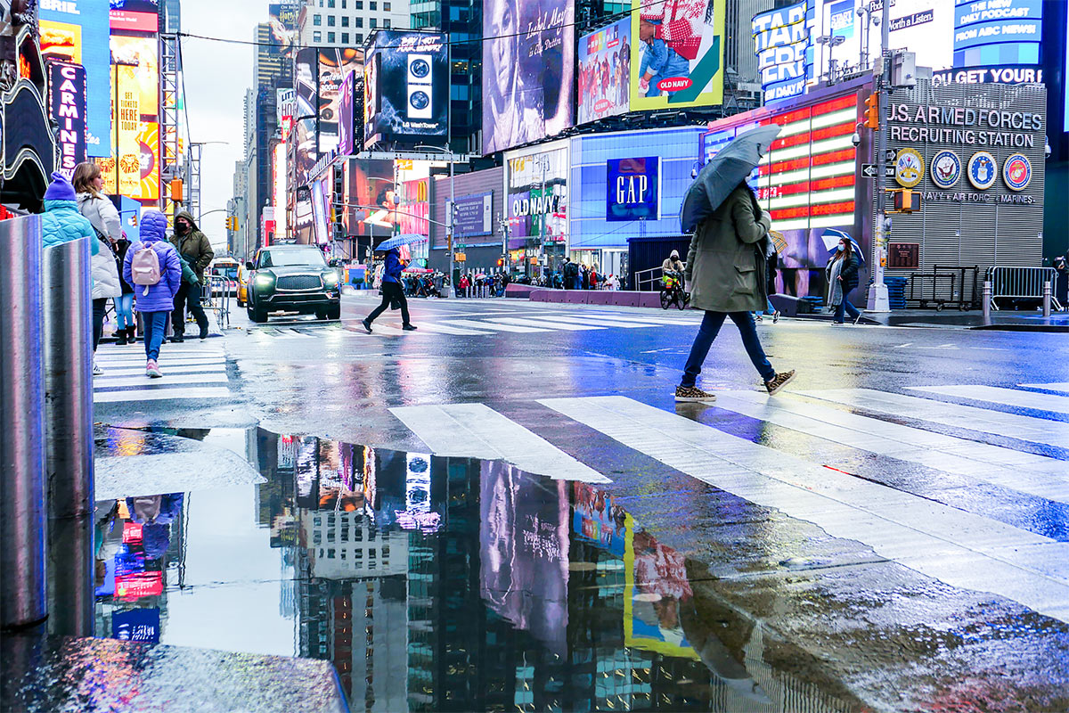 Times Square in New York City in December 2021, nearly two years into the pandemic.