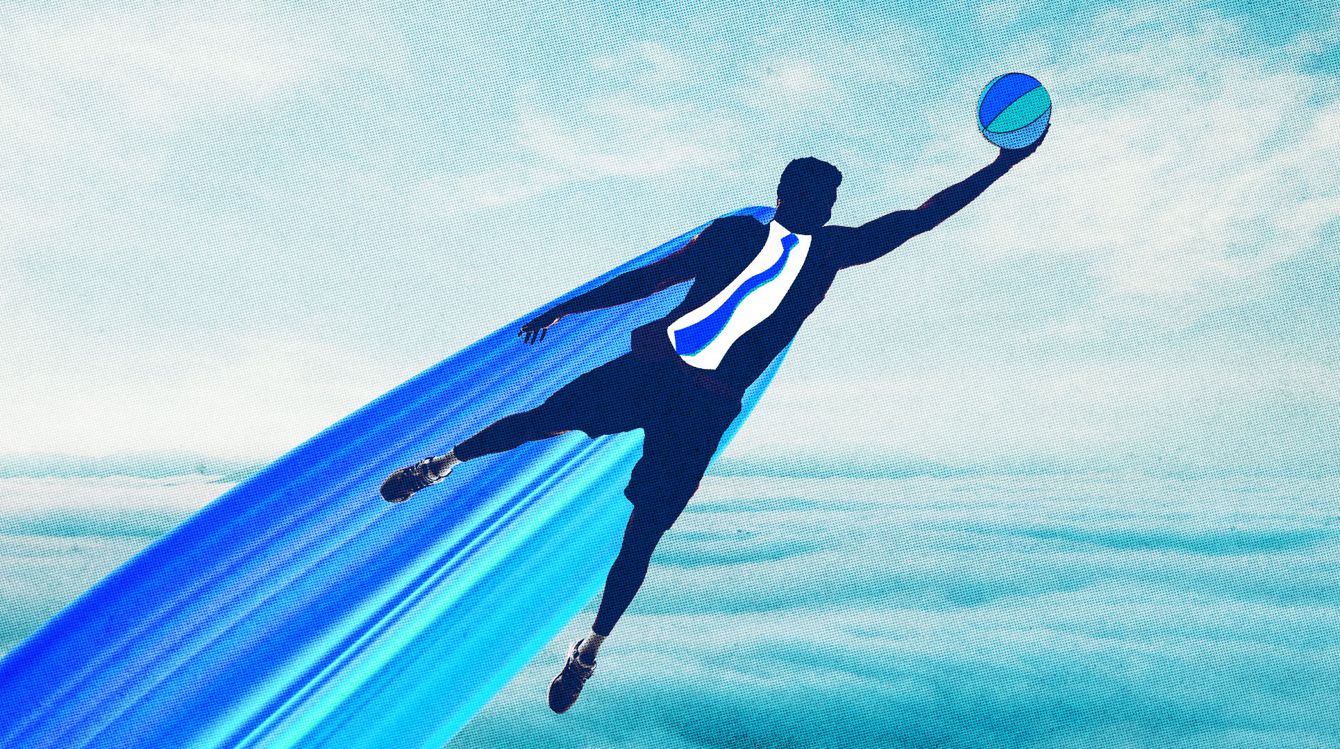 Illustration of a person in a suit catching a basketball in the air