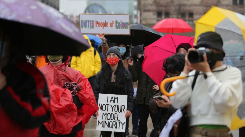 An anti-Asian hate rally at Nathan Phillip Square drew hundreds who gathered socially distanced outside of City Hall. As Ontario loosens restrictions to slow the spread of the COVID-19 pandemic in Toronto on March 28, 2021.