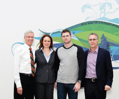 Peter Jensen, Gloria Saccon, Ryan Laurin, Director, Olympians Reunion Centre and Craig MacTavish, EMBA’12, former NHL player and coach