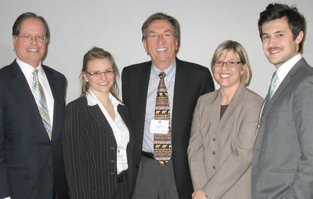 Fromleft, BillWhite, President, IBK Capital Corporation; QSB student Michele Romanow; Larry Wynant, Associate Dean, Programs, Ivey; Miranda Werstiuk, Vice-President,IBK Capital Corporation; student Anatoliy Melnichuk