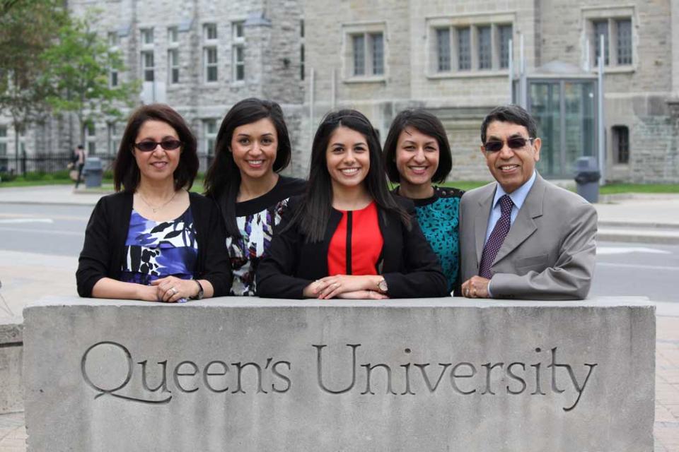   Commerce Convocation 2013 - from left, proud mother Abeda; sisters Humaira, new graduate Trina and Mariam; with beaming father, Jelani Ghiacy.