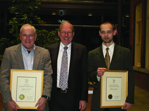 Jeffrey McGill (left ) with Dean David Saunders and Mikhail Nediak (right) at the November reception