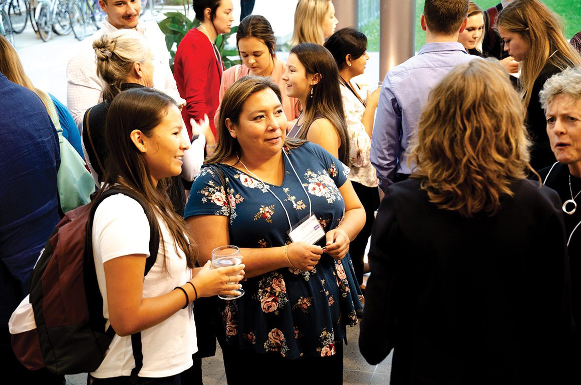 At a reception for Indigenous students at Goodes Hall, Oct 2: Dominique Bomberry, Comm’19, and Ann Deer, Indigenous Recruitment and Support Co-ordinator at Smith.