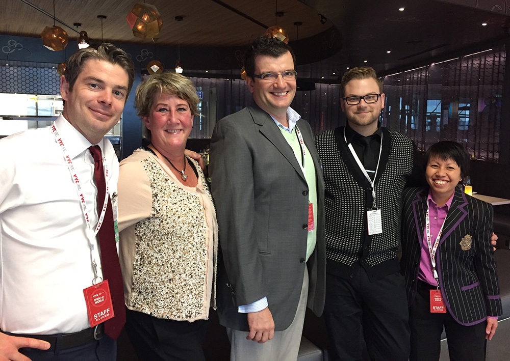 Phoebe Fung, far right, with members of her team at the Vin Room's new Calgary airport location.