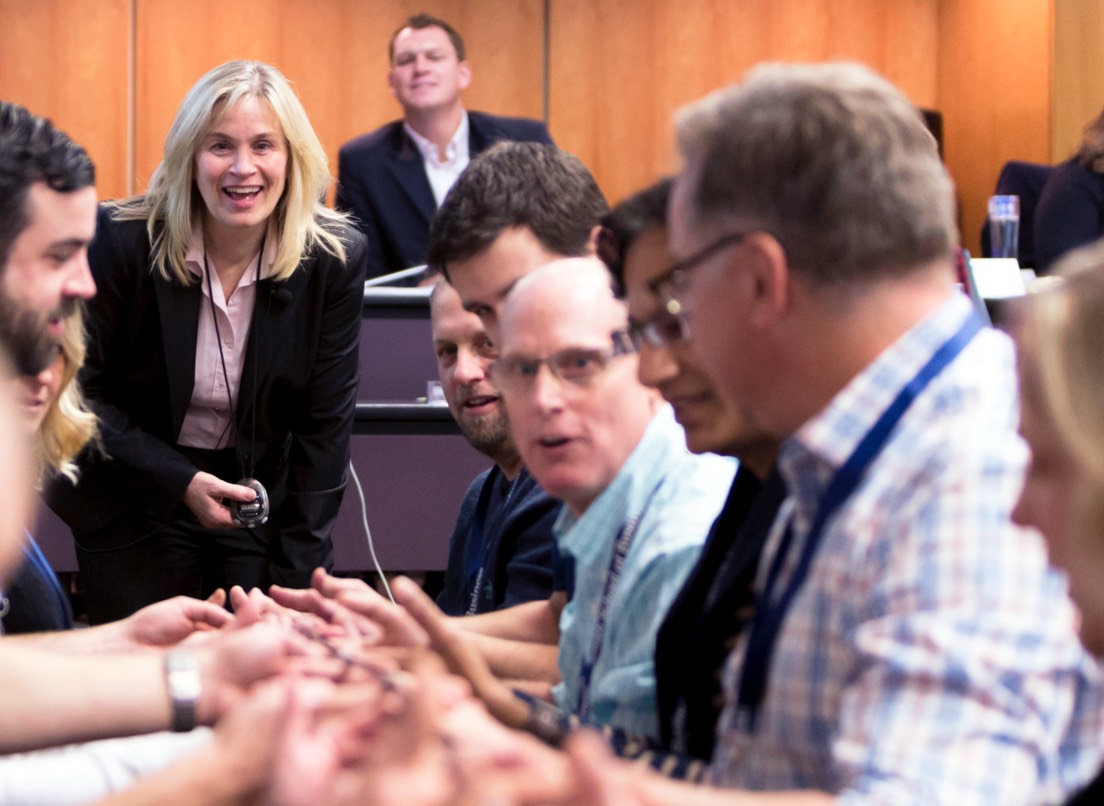 Students participating in a fun in-class exercise