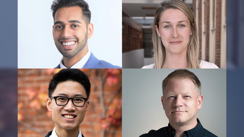 Top left, clockwise: Jasdeep Toor, MFin'19; Katie Callery, MMIE’17; Ryan Jamieson, EMBA’19; and Newton Zheng, BCom’19.