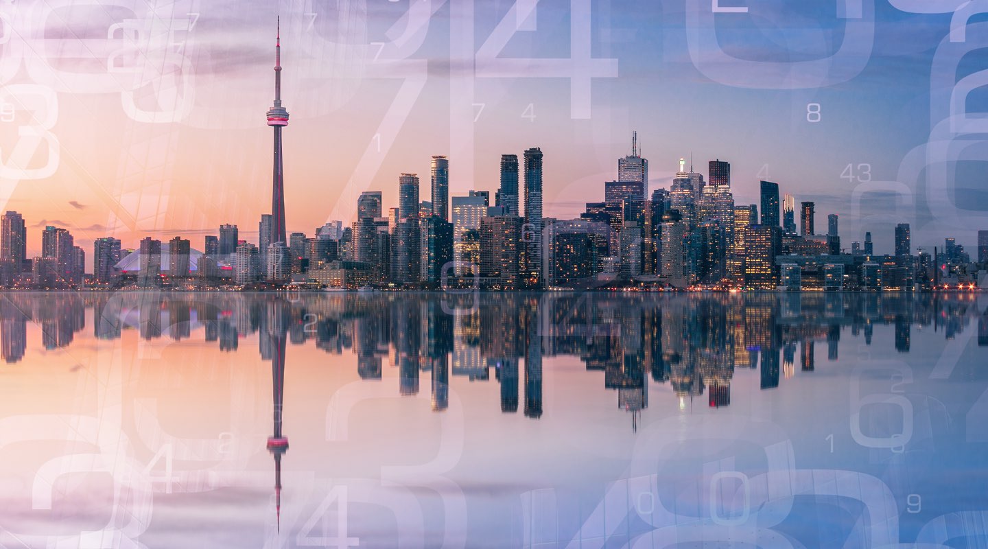 Skyline of Toronto as viewed from Lake Ontario.